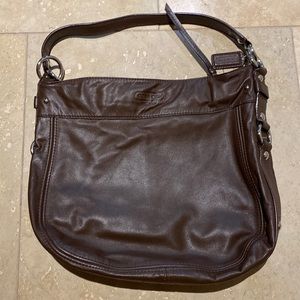 Coach, shoulder bag, chocolate, brown, silver accents, brand new condition